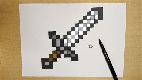 How To Draw Minecraft Iron Sword Youtube