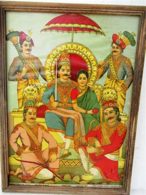 Antique Raja Ravi Varma S Paintings Oleograph Lithograph Pandav Sabha