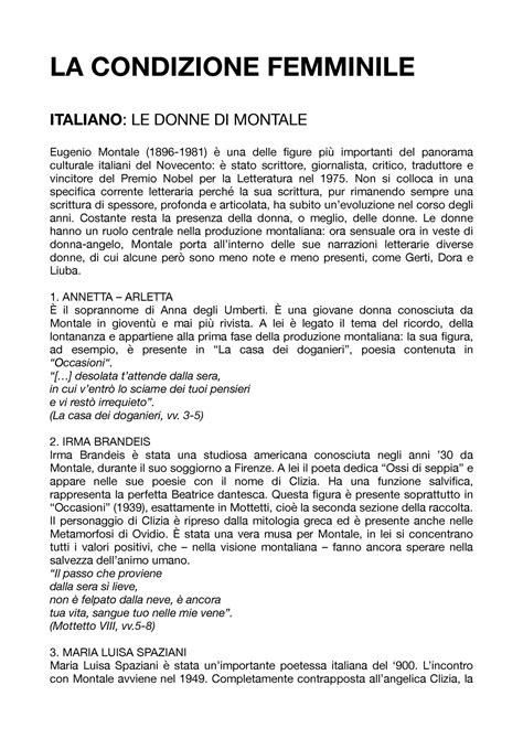 La Condizione Femminile LA CONDIZIONE FEMMINILE ITALIANO LE DONNE DI