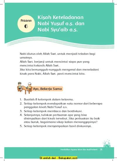 Pelajaran 6 Kisah Keteladanan Nabi Yusuf Dan Nabi Syuaib