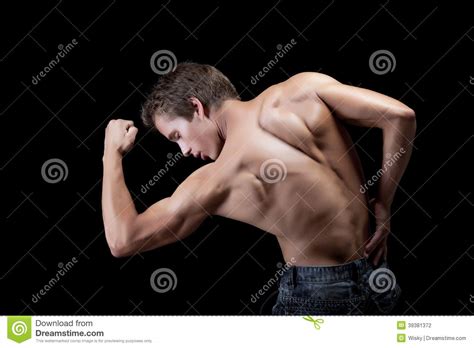 Image De L Homme Musculaire Bel Montrant Son Biceps Photo Stock Image