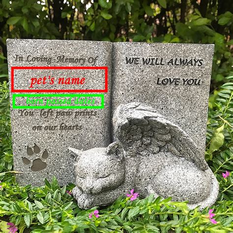 Personalized Pet Cat Memorial Grave Marker Stone with Angel | Etsy