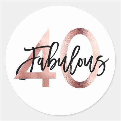 Fabulous 40th Modern Elegant Rose Gold Birthday Classic Round Sticker