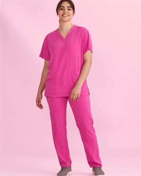 Biz Care Pink Unisex V Neck Scrub Top Cst250us Shepparton Workwear