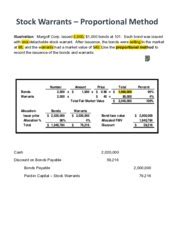 Chapter19handout Stock Warrants Proportional Method Illustration