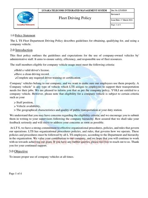 Fleet Policy Download Free Pdf Vehicles Policy