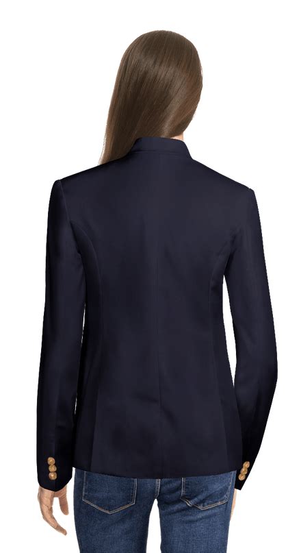 Premium Blue Wool Double Breasted Blazer With 6 Brass Buttons Sumissura