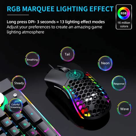 ZONXNJY Highly Responsive Stunning Rainbow Optical M68 Wired Gaming ...