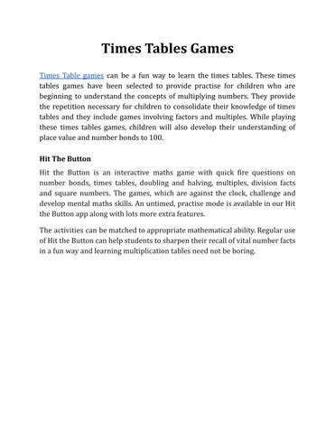 Times Tables Games by james324234 - Issuu