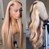 Ombre Blonde Wigs Density Body Wave Human Hair Lace Front Wig Highlight Blonde Color HD