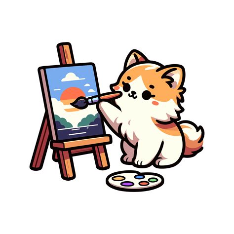 Cute Cat Painting Icon Character 45739935 Png