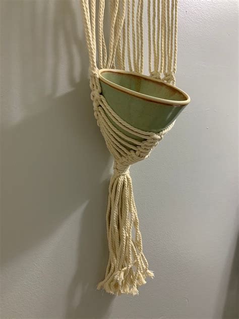 Macrame Y Pared De Madera A La Deriva Colgando Con Olla Hecha Etsy