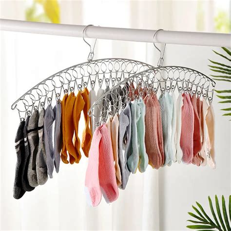 Pegs Stainless Steel Clothes Drying Hanger Windproof Clothing Rack