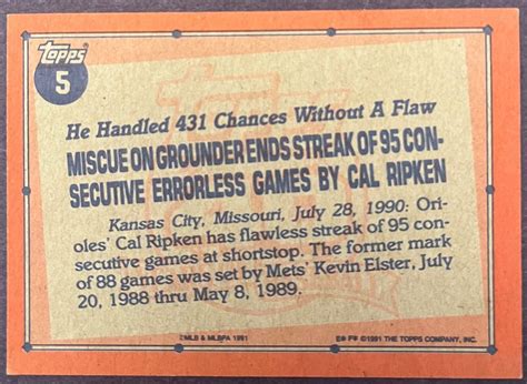 Topps Record Breaker Collector S Edition Tiffany Cal Ripken