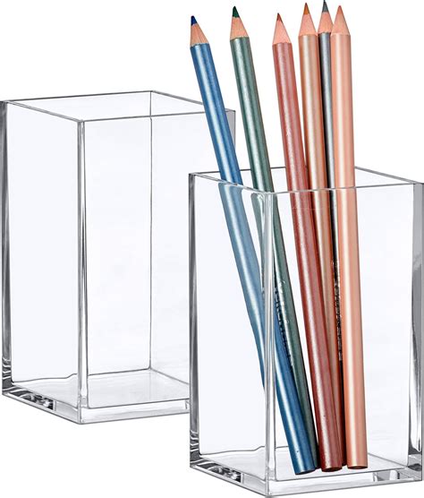 Amazon Acrylic Pen Holder Clear Desktop Pencil Cup Stationery