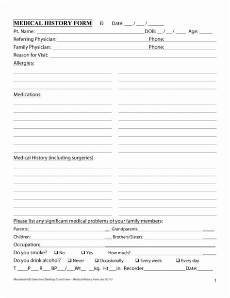 Medical Form Templates Microsoft Word