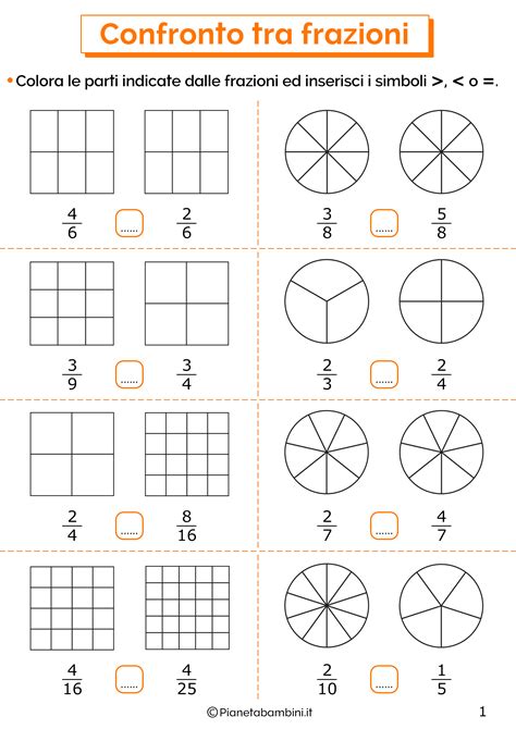 Confronto Tra Frazioni Esercizi Per La Scuola Primaria PianetaBambini It