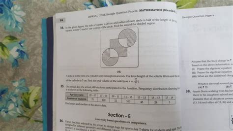 84 Oswaal Cbse Sample Question Papers Mathematics Standaze 34 In The