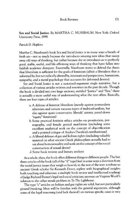 Martha C Nussbaum Sex And Social Justice New York Oxford University Press Hypatia