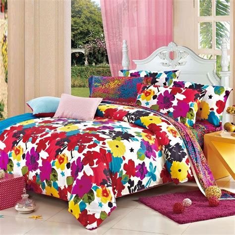 Red And Bright Colorful Fashion Luxurious Floral 100 Cotton Full