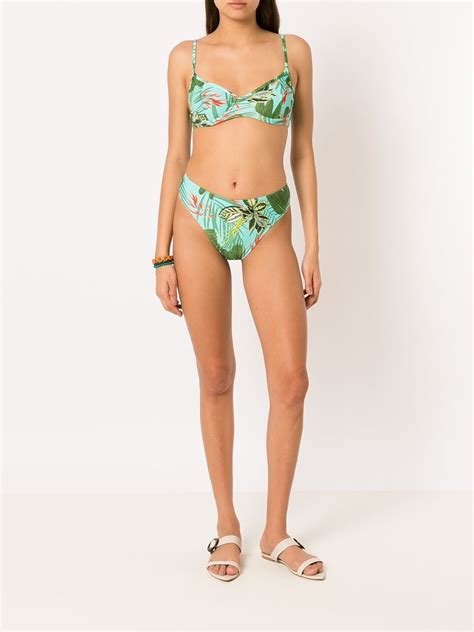 Lygia Nanny Lilica Leaf Print Bikini Green Farfetch