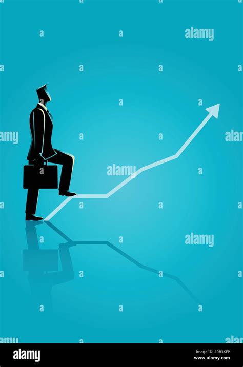 Business Concept Illustration Of A Businessman Step On Graphic Chart