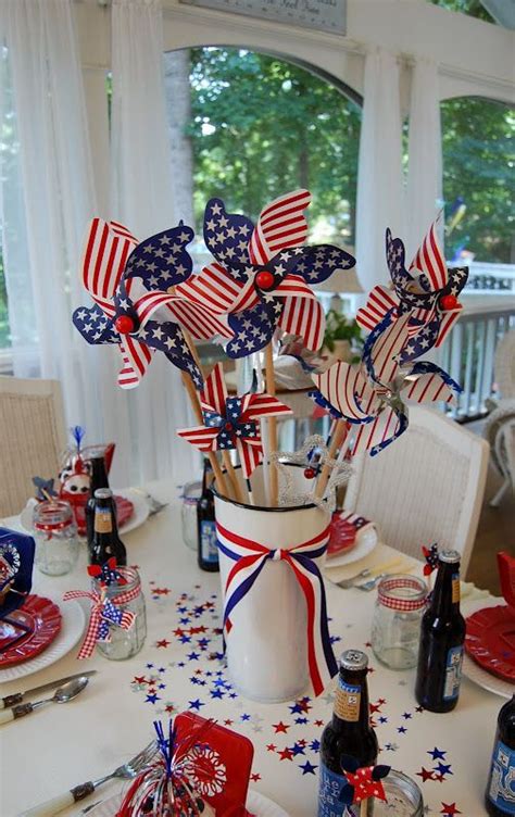 A Patriotic Celebration Table Setting 4th Of July Decorations 4th Of