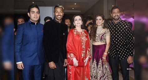 Akash Ambani Hardik Pandy And Nita Ambani At Krunal Pandya And