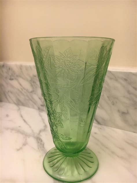 Jeannette Depression Glass Â Floral Lemonade Tumbler Green Excellent