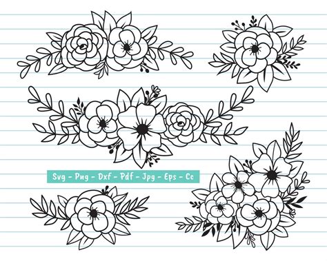 Floral Svg Floral Svg Bundle Flower Svg Cut Files Flower Corner