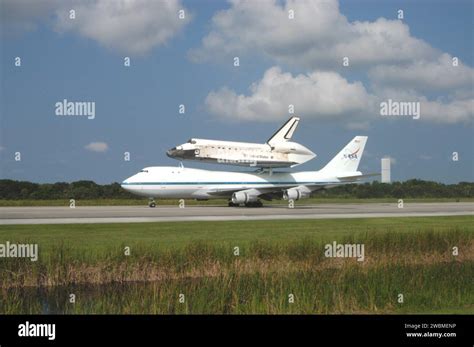 Kennedy Space Center Fla Space Shuttle Discovery Atop A Modified