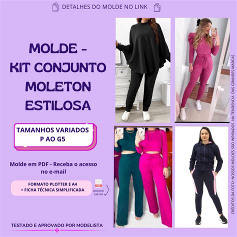 Molde Kit Conjunto Moletom Estilosa Julia Suenia Nunes Gomes Hotmart