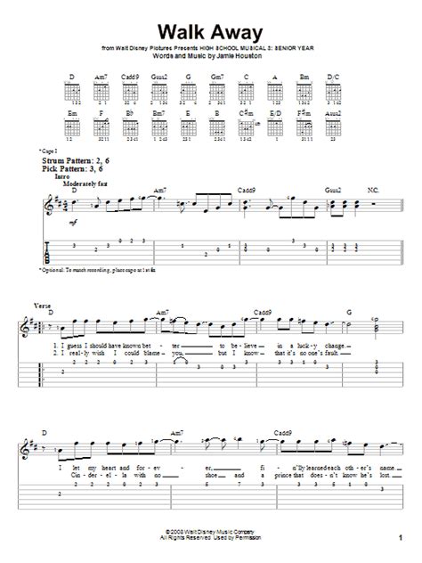 Walk Away by High School Musical 3 - Easy Guitar Tab - Guitar Instructor