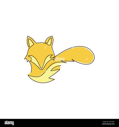 Single Continuous Line Drawing Of Cute Fox Corporate Logo Identity