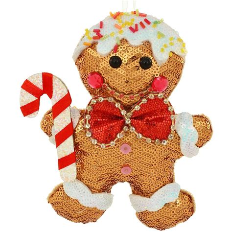 Gingerbread Man Fabric With Sequins Ornament