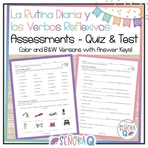 Spanish Daily Routine And Reflexive Verbs Assessments Test And Quiz