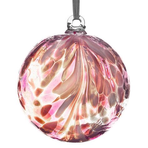 10cm Friendship Ball Feather Design Flamingo Sienna Glass Sienna Glass