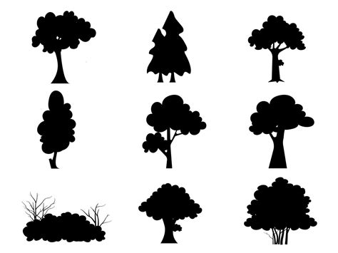 Black Branch Tree Or Naked Trees Silhouettes Set Hand Drawn Isolated Illustrations 18976729