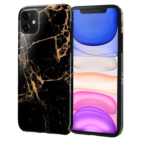 iPhone 11 Case - - Cracked Rose Gold Black Marble - Casebus