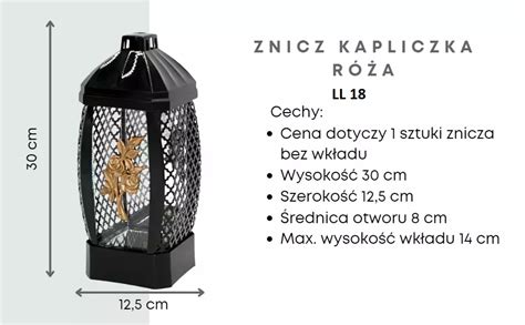 Lampion Znicz Kapliczka Siatka Mała Złoto Róża Czarny Prosty LL18