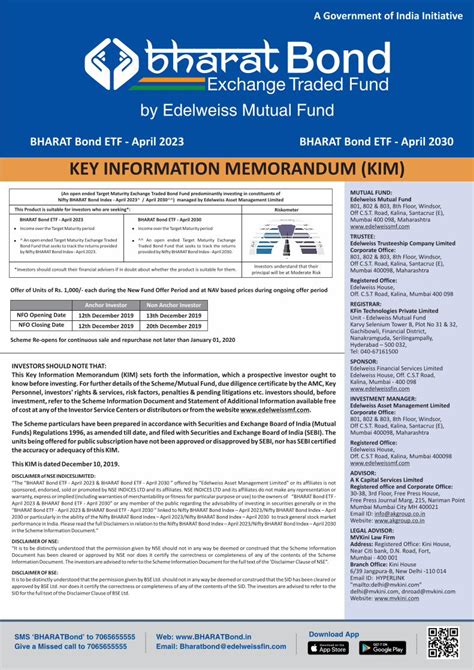 Pdf Key Information Memorandum Kim Bharat Bond Etf April