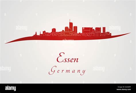 Essen skyline in red Stock Photo - Alamy