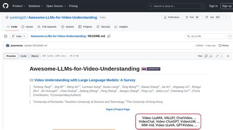 Github Awesome Llms For Video Understanding Features Alternatives