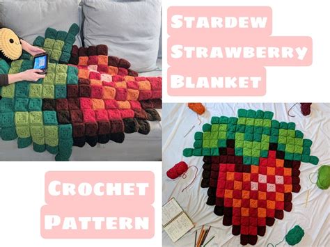 Strawberry Crochet Blanket Pattern Beginner Friendly Crochet Etsy