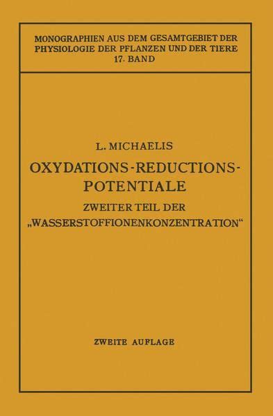 Oxydations Reductions Potentiale Von Leonor Michaelis Buch