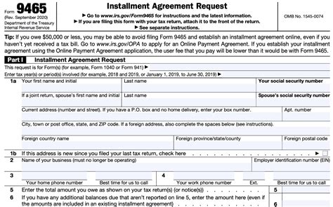 Irs Form 9465 Instructions Your Installment Agreement Request