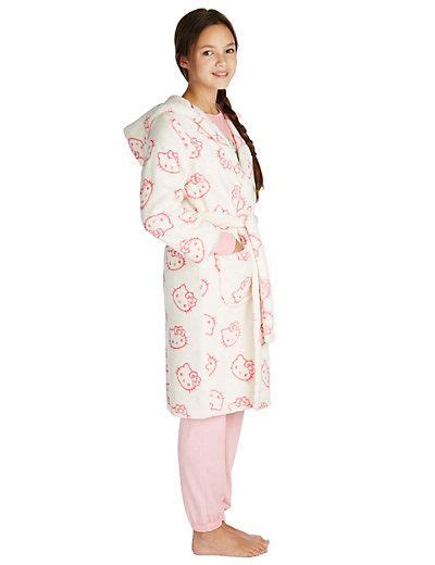 Hello Kitty Anti Bobble Hooded Dressing Gown 6 16 Years Mands Gowns