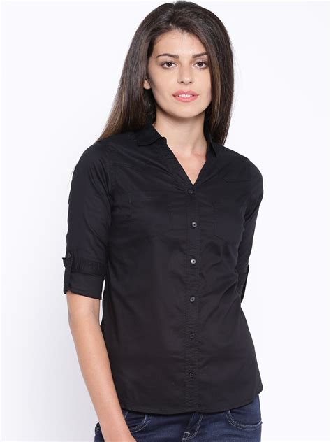 Buy U.S. Polo Assn. Women Women Black Solid Casual Shirt - Shirts for ...