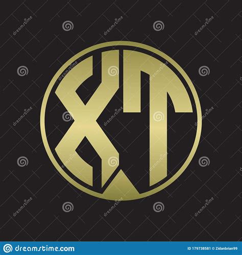 Xt Logo Monogram Circle With Piece Ribbon Style On Gold Colors Stock