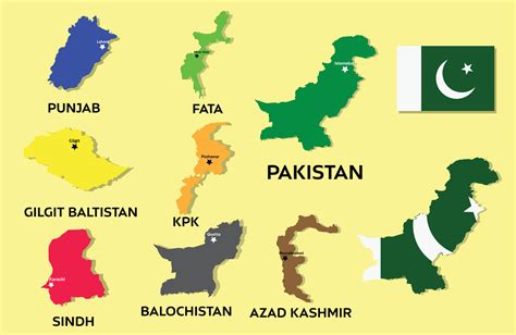 Pakistan Map with flag. All provinces vector map illustration with ...